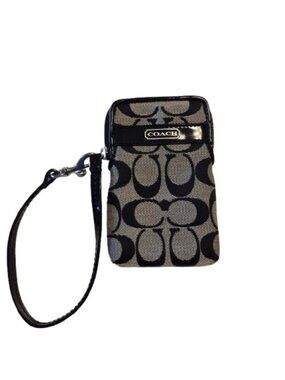 Coach Black Signature Fabric Wristlet